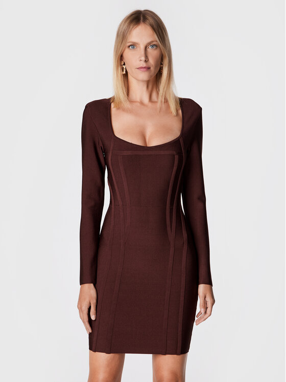 Vestito di maglia 2BGK08 5036Z Marrone Slim Fit