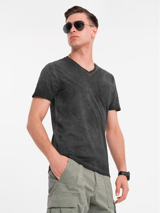 Ombre Ombre T-Shirt OM-TSWT-0242 Czarny Regular Fit