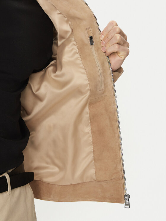 BOSS BOSS Geacă de piele H-Malbano5 50528014 Bej Regular Fit
