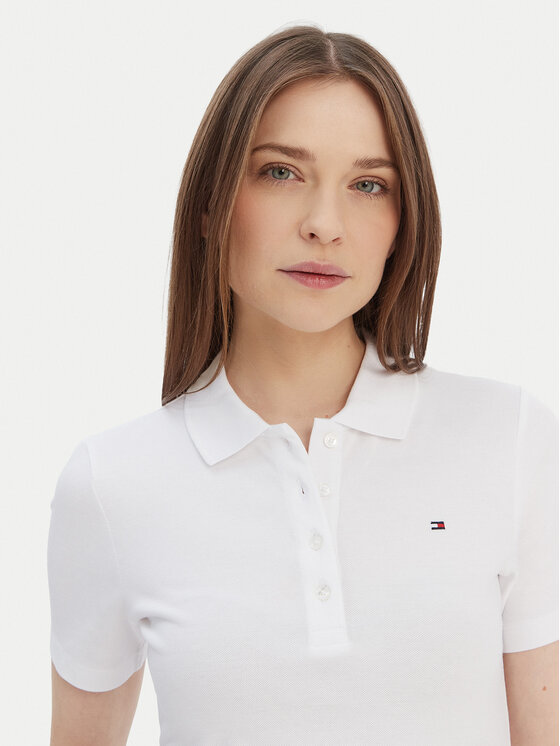 Tommy Hilfiger Tommy Hilfiger Polo 1985 WW0WW42047 Biały Slim Fit