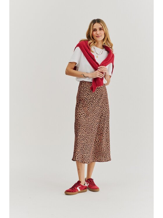 NAOKO NAOKO Midi sukňa Wild Instinct Hnedá Regular Fit
