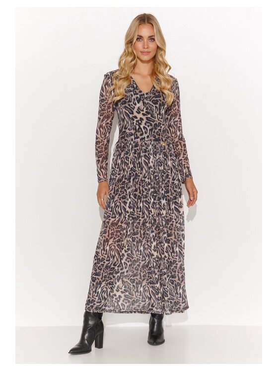 Makadamia Makadamia Sukienka codzienna M813 Czarny A-Line Fit