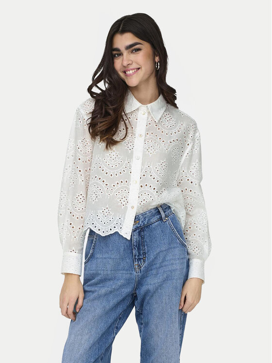 ONLY ONLY Πουκάμισο Valais 15269568 Λευκό Loose Fit