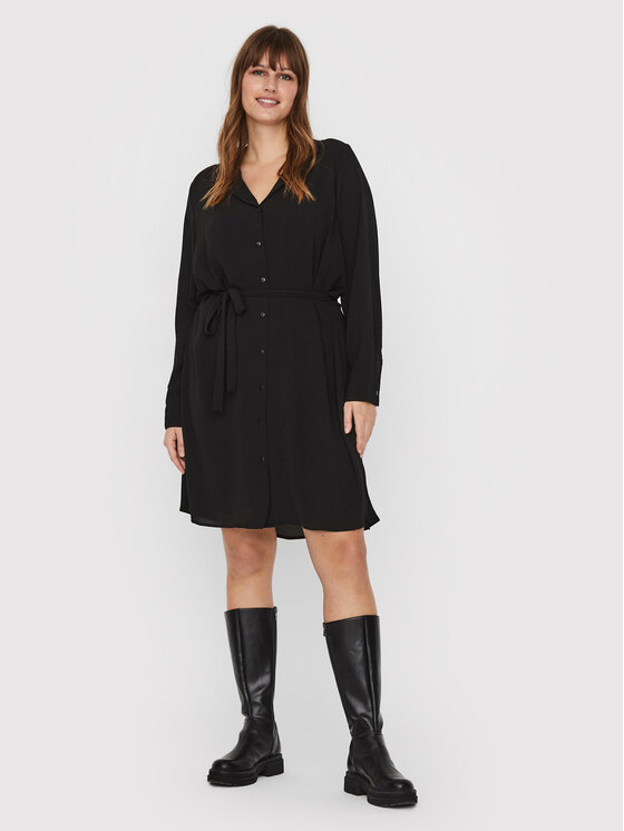 Vero Moda Curve Košilové šaty Saga 10245512 Černá Regular Fit Modivocz 