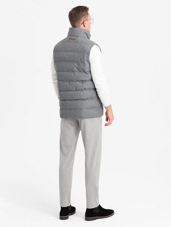 Ombre Ombre Kamizelka OM-JAVJ-0200 Szary Regular Fit