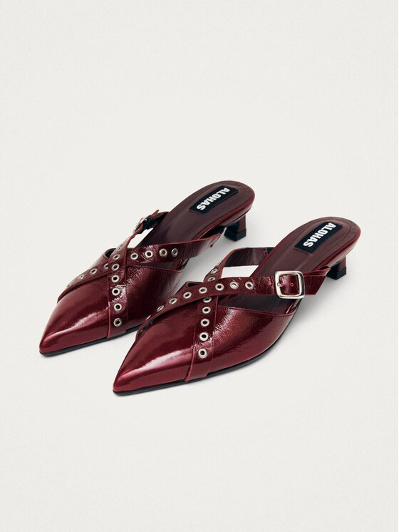 ALOHAS ALOHAS Sandały Zyra Onix Burgundy Leather Mules Bordowy