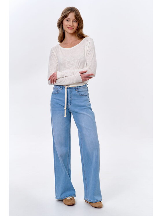 blue shadow blue shadow Bluzka Kandelaria Écru Regular Fit