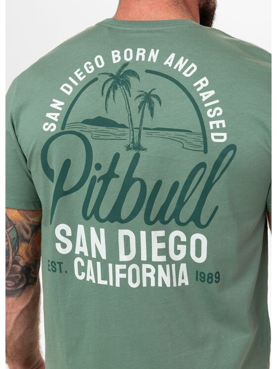PITBULL PITBULL T-Shirt Koszulka męska SAN DIEGO BORN M Zielony Regular Fit