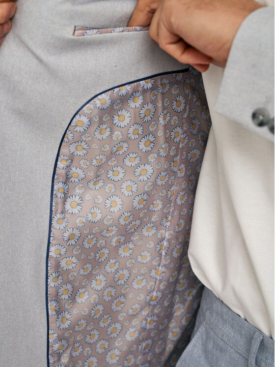 VILLARO VILLARO Marynarka MAR712 Szary Slim Fit