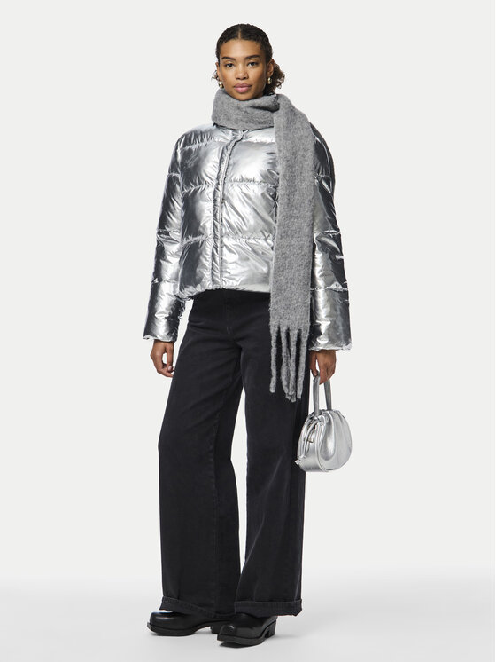 Pieces Pieces Giubbotto invernale Namie 17151539 Argento Regular Fit