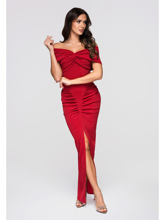 Ombre Ombre Sukienka wieczorowa LA-OM-DLR264 Czerwony Regular Fit