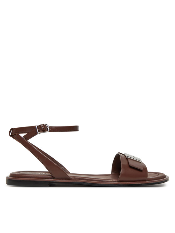 Calvin Klein Calvin Klein Босоніжки Flat Sandal W/Ck Hw - Lth HW0HW02367 Коричневий