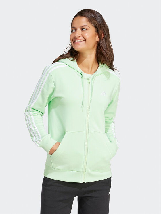 adidas Mikina Essentials 3-Stripes IR6077 Zelená Regular Fit