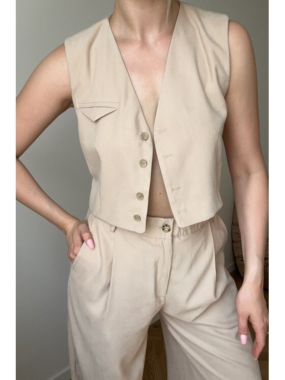 Chiara Wear Chiara Wear Kamizelka GARCON Beżowy Relaxed Fit