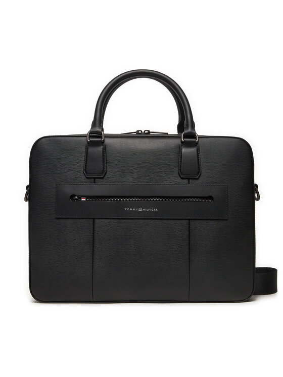 Tommy Hilfiger Torba Za Prenosnik Business Leather Computer Bag AM0AM12489 Črna