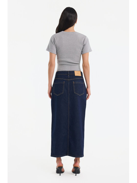 BENU BENU Spódnica jeansowa Prosta Granatowy Slim Fit
