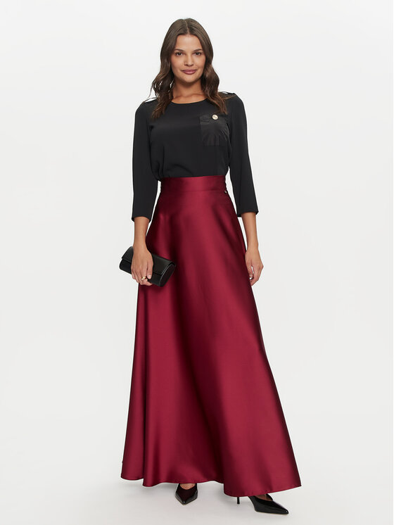 Rinascimento Rinascimento Maxi suknja CFC0119875003 Tamnocrvena Regular Fit