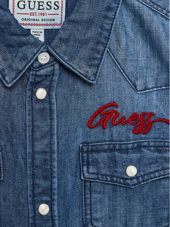 Guess Guess Jeans srajca L3BH00 D4UE0 Modra Regular Fit