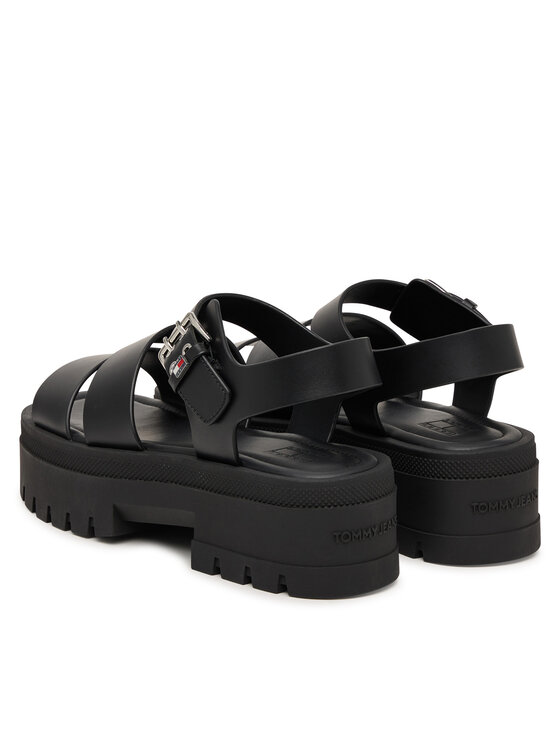 Tommy Jeans Tommy Jeans Sandále Tjw Straps Leather Max Sandal EN0EN02944 Čierna