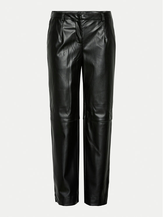 Pieces Pieces Панталони от имитация на кожа Neeth 17151699 Черен Straight Fit