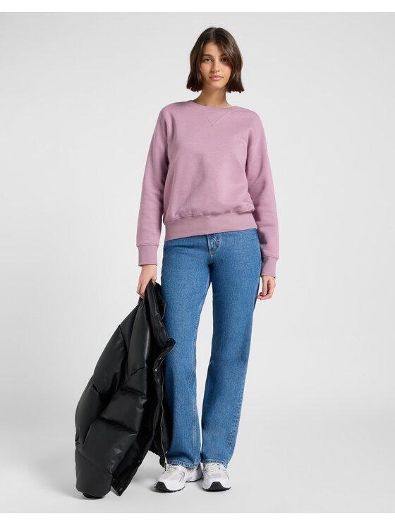 Lee Lee Bluza RAGLAN CREW SWS Różowy Relaxed Fit