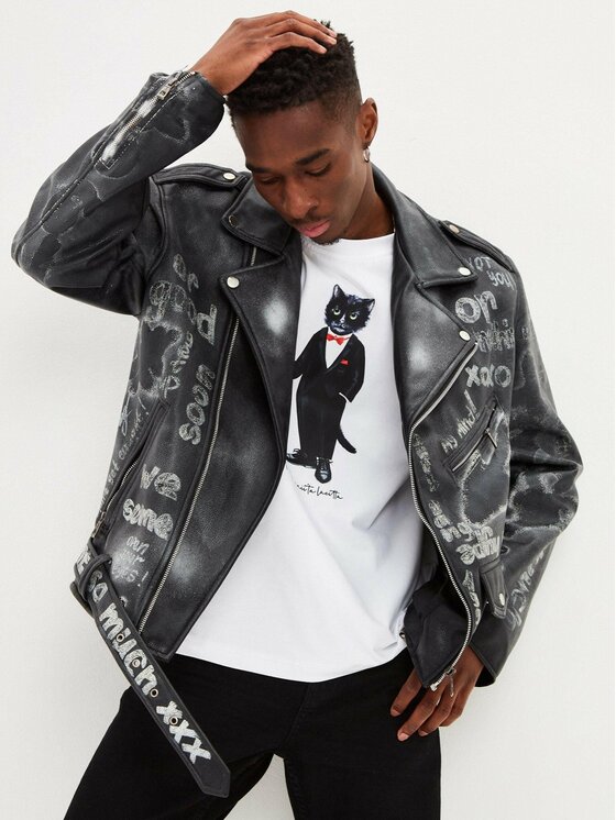 CAT by maniita lacitta CAT by maniita lacitta T-Shirt Printed men's t-shirt with CAT Biały Regular Fit