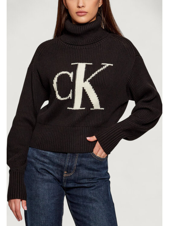 Calvin Klein Jeans Calvin Klein Jeans Maglione BLOWN UP CK LOOSE SWEATER CONTRA Nero Loose Fit