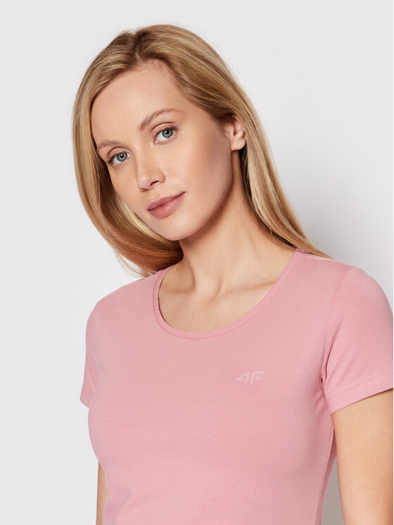 4F 4F T-Shirt H4L22-TSD350 Różowy Regular Fit