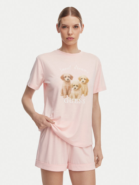 Guess Guess Pyžamo O6GX05 KH110 Světle růžová Relaxed Fit