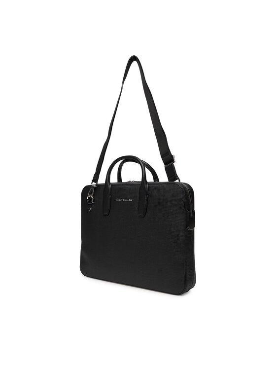 Tommy Hilfiger Tommy Hilfiger Geantă pentru laptop Th Business Leather Computer Bag AM0AM13642 Negru