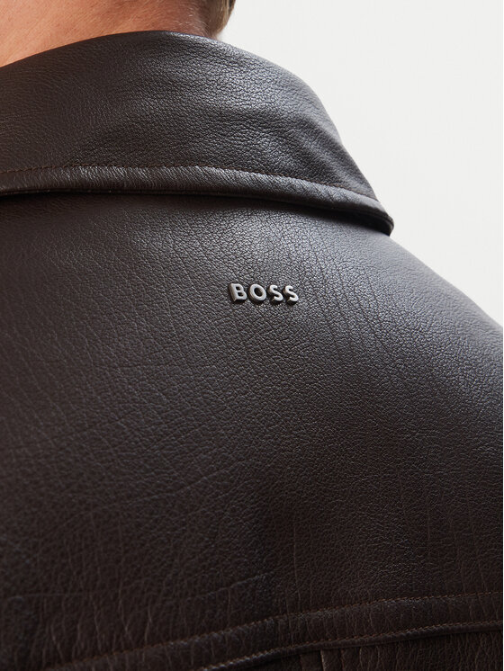 BOSS BOSS Кожено яке Jopeak  50566594 Тъмнокафяв Regular Fit