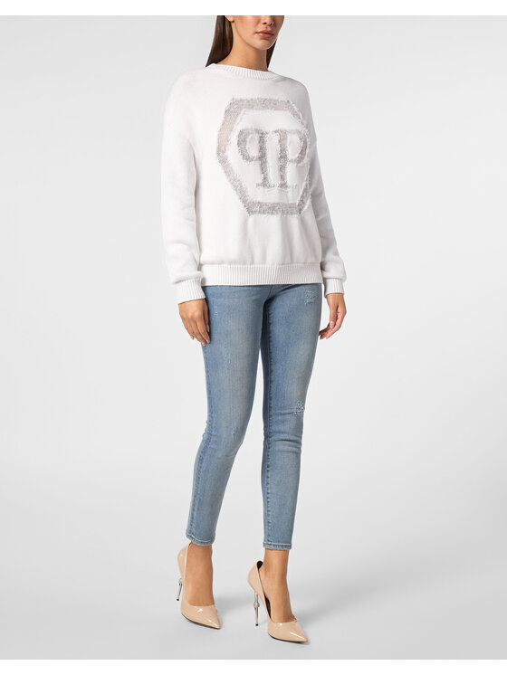 PHILIPP PLEIN PHILIPP PLEIN Longsleeve 14671 Biały Regular Fit