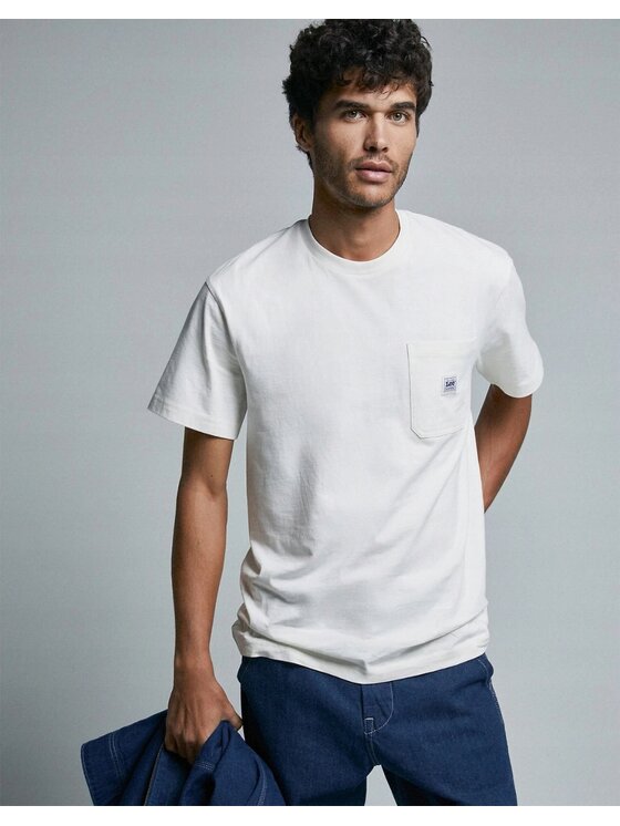 Lee Lee T-Shirt WORKWEAR Pocket Tee Biały Relaxed Fit
