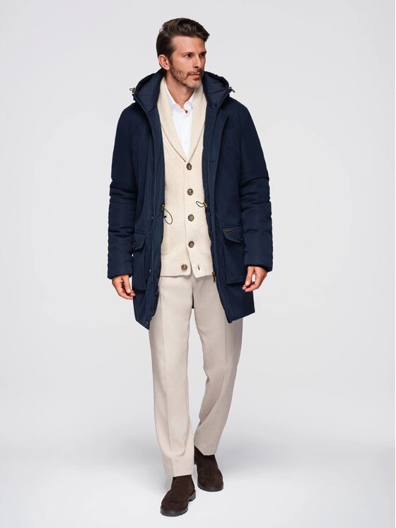Ombre Ombre Parka OM-JAPJ-0287 Granatowy Regular Fit