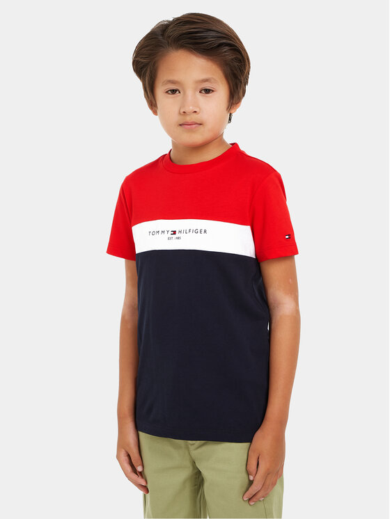Tommy Hilfiger Tricou Essential Colorblock KB0KB08808 Bleumarin Regular Fit