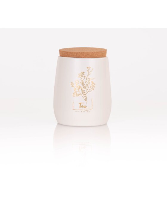 MIAhome MIAhome Pojemnik metalowy biały z korkową pokrywką 750 ml TEA Biały