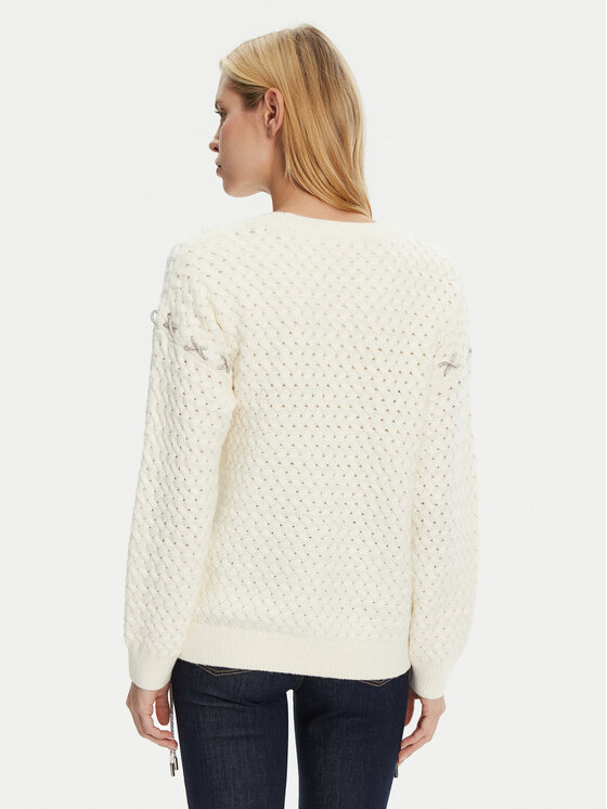 Guess Guess Pulover W5RR13 Z3KY0 Écru Regular Fit