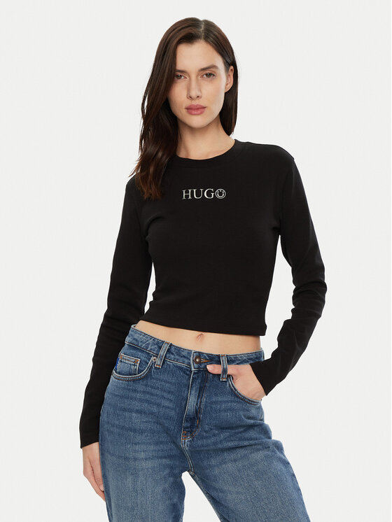 HUGO Blūze Della 50537288 Melns Slim Fit