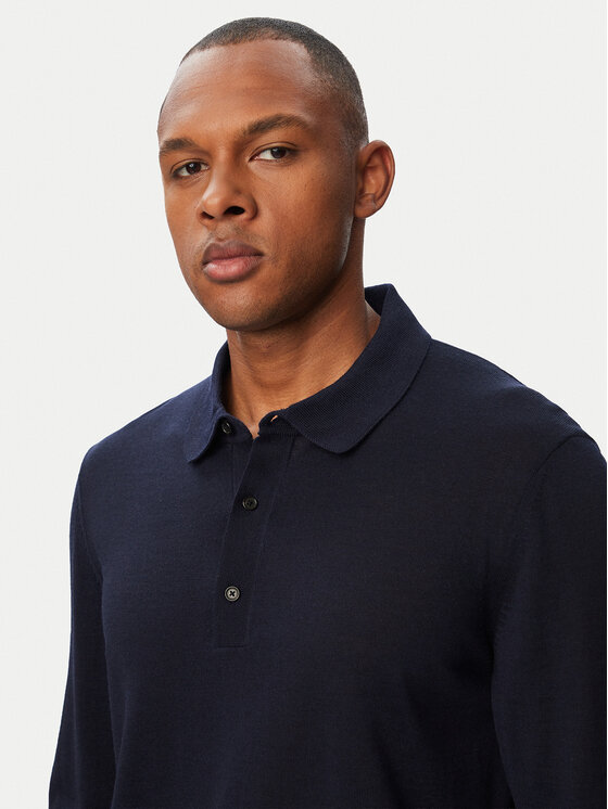 BOSS BOSS Тениска с яка и копчета H-Lancione 50565503 Тъмносин Regular Fit