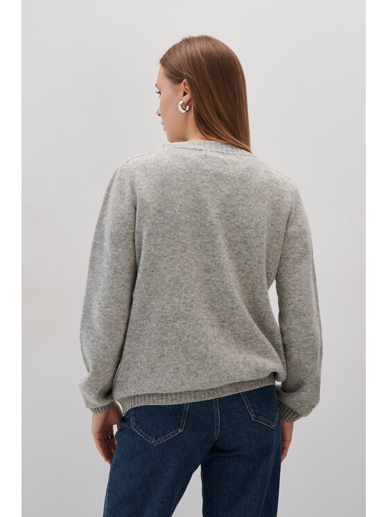 Fobya Fobya Sweter F2051 Szary Basic Fit