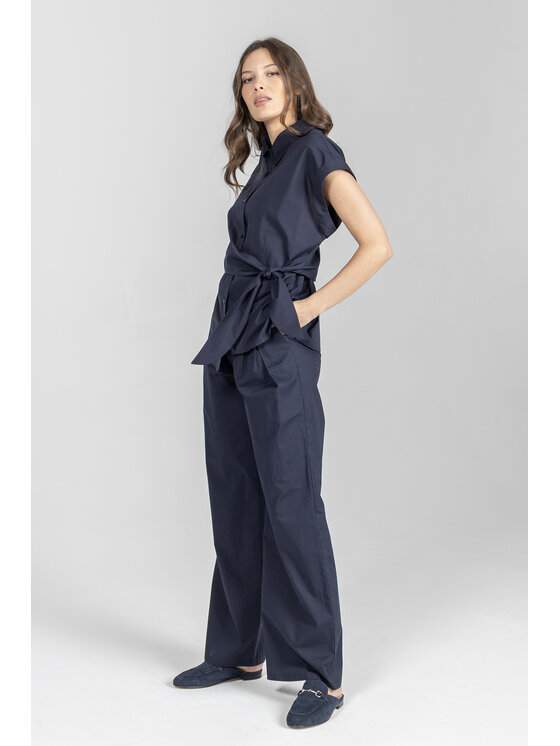 Deni Cler Milano Deni Cler Milano Spodnie materiałowe T-DC-5229-F2-10-58-1 Granatowy Loose Leg