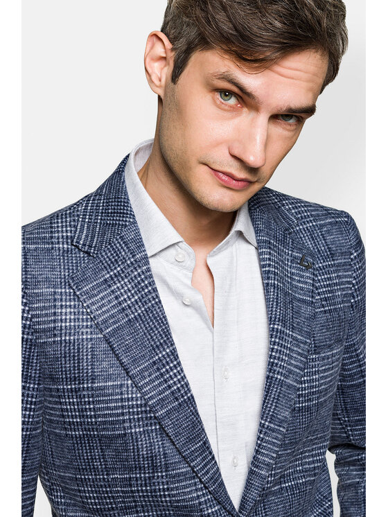 Lancerto Lancerto Marynarka Biella Niebieski Slim Fit
