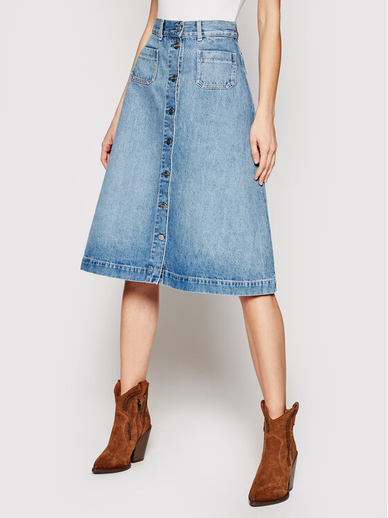 Pepe Jeans Gonna di jeans Annabelle 70'S PL900912 Blu Regular Fit •  Modivo.it