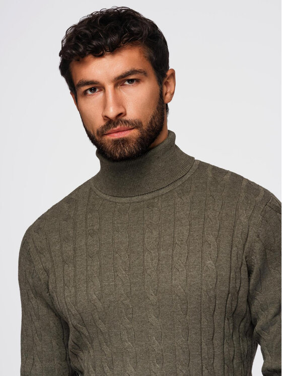Ombre Ombre Sweter OM-SWTN-0157 Zielony Regular Fit
