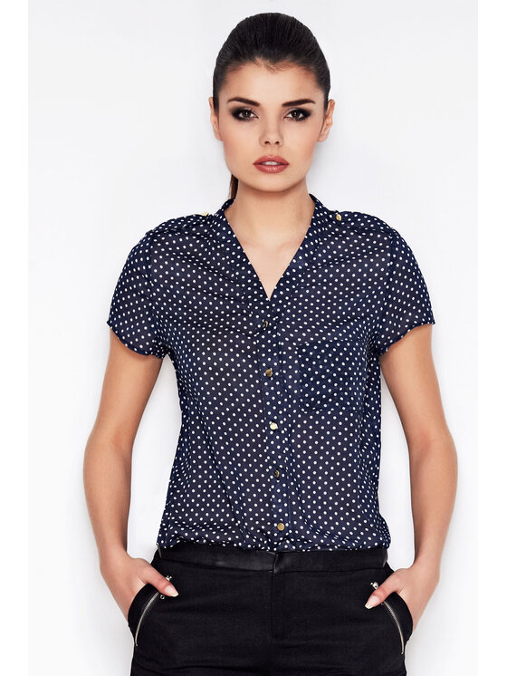 Awama Awama Koszula A071 Granatowy Basic Fit