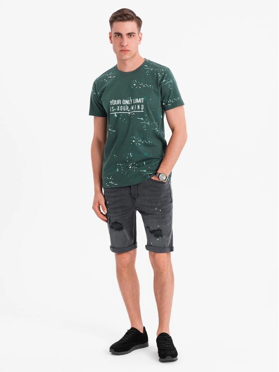 Ombre Ombre Szorty jeansowe OM-SRDS-0186 Szary Classic Fit