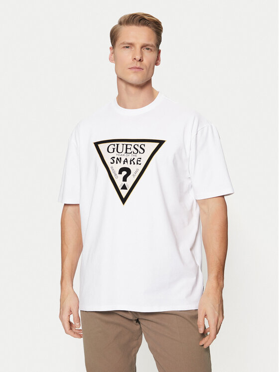 Guess Guess T-Shirt M5RI91 KAC30 Biały Oversize
