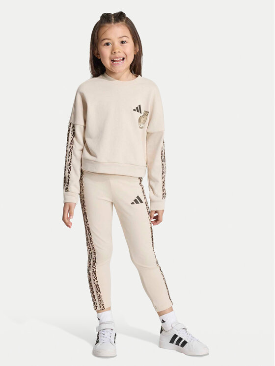 adidas adidas Súprava mikina a legíny Animal Leggings Set KC7210 Béžová Regular Fit
