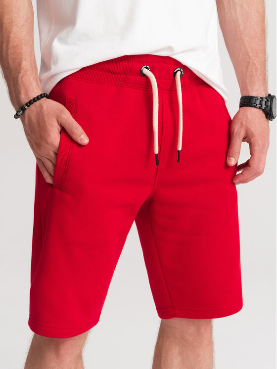 Ombre Ombre Šortky z materiálu OM-SRBS-0109 Červená Regular Fit