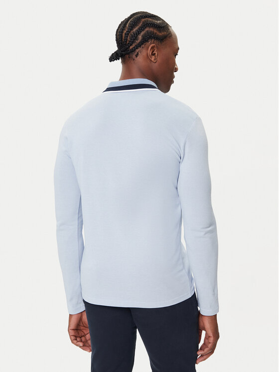BOSS BOSS Тениска с яка и копчета Peoxfordlong_1 50544845 Светлосиньо Regular Fit